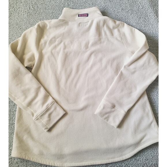 Vineyard Vines Women’s XL ¼-Zip Fleece Pullover Off-White Waffle knit - Picture 2 of 3